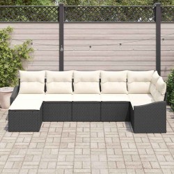 Ensemble de Canapés avec coussin 7 pcs Noir polyrotin 518495518495