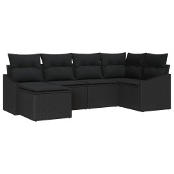 Ensemble de Canapés avec coussin 6 pcs Noir polyrotin 518496518496