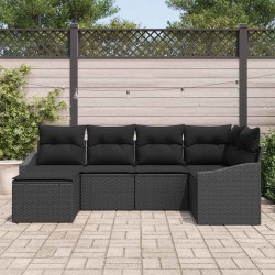 Ensemble de Canapés avec coussin 6 pcs Noir polyrotin 518496518496