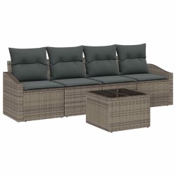 Ensemble de Canapés avec coussin 5 pcs Gris polyrotin 518500518500