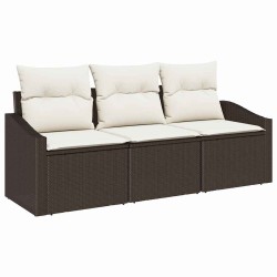 Ensemble de Canapés avec coussin 3 pcs Marron polyrotin 518501518501