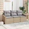 Ensemble de Canapés avec coussin 3 pcs Beige polyrotin 518503518503
