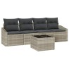 Ensemble de Canapés avec coussin 5 pcs Gris clair polyrotin 518504518504