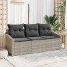 Ensemble de Canapés avec coussin 3 pcs Gris clair polyrotin 518506518506
