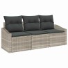 Ensemble de Canapés avec coussin 3 pcs Gris clair polyrotin 518506518506