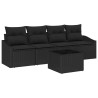 Ensemble de Canapés avec coussin 5 pcs Noir polyrotin 518510518510