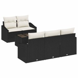 Ensemble de Canapés avec coussin 6 pcs Noir et Crème polyrotin 518512518512