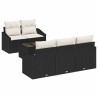Ensemble de Canapés avec coussin 6 pcs Noir et Crème polyrotin 518512518512