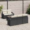 Ensemble de Canapés avec coussin 6 pcs Noir et Crème polyrotin 518512518512