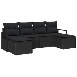 Ensemble de Canapés 6 pcs Noir polyrotin 518513518513
