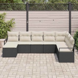 Ensemble de Canapés avec coussin 8 pcs Noir polyrotin 518516518516