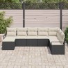 Ensemble de Canapés avec coussin 8 pcs Noir polyrotin 518516518516