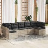 Ensemble de Canapés avec coussin 7 pcs Gris clair polyrotin 518517518517