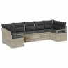 Ensemble de Canapés avec coussin 7 pcs Gris clair polyrotin 518517518517