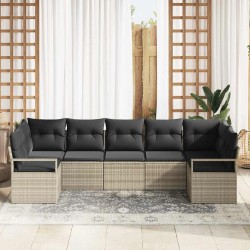 Ensemble de Canapés avec coussin 7 pcs Gris clair polyrotin 518517518517