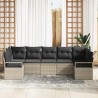 Ensemble de Canapés avec coussin 7 pcs Gris clair polyrotin 518517518517