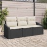 Ensemble de Canapés avec coussin 3 pcs Noir polyrotin 518518518518