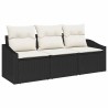 Ensemble de Canapés avec coussin 3 pcs Noir polyrotin 518518518518