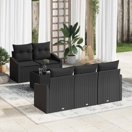 Ensemble de Canapés avec coussin 6 pcs Noir polyrotin 518519518519