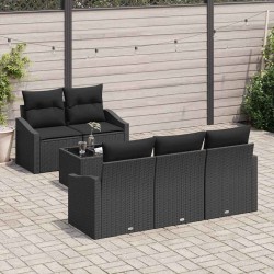 Ensemble de Canapés avec coussin 6 pcs Noir polyrotin 518519518519