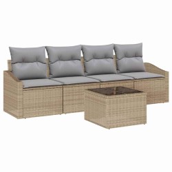 Ensemble de Canapés 5 pcs Beige et Gris clair polyrotin 518520518520