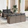 Ensemble de Canapés avec coussin 6 pcs Gris polyrotin 518521518521