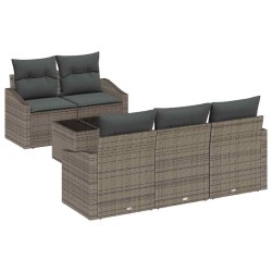 Ensemble de Canapés avec coussin 6 pcs Gris polyrotin 518521518521