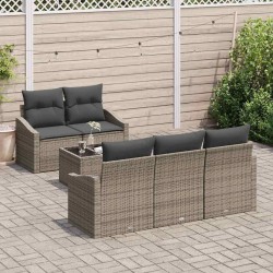 Ensemble de Canapés avec coussin 6 pcs Gris polyrotin 518521518521