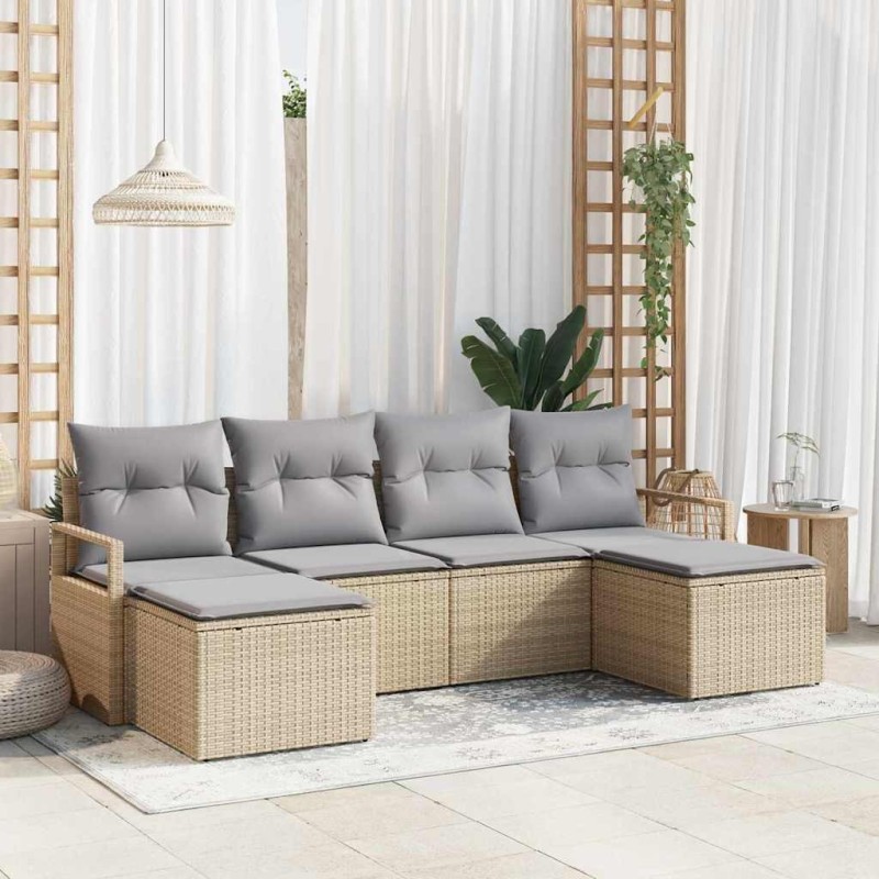 Ensemble de Canapés 6 pcs Beige polyrotin 518523518523