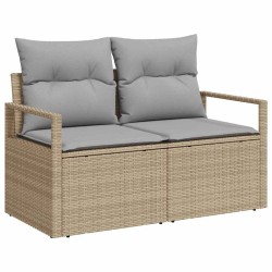 Ensemble de Canapés avec coussin 7 pcs Beige polyrotin 518527518527