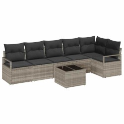 Ensemble de Canapés 7 pcs Gris clair polyrotin 518528518528