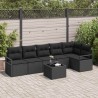 Ensemble de Canapés avec coussin 7 pcs Noir polyrotin 518529518529