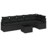 Ensemble de Canapés avec coussin 7 pcs Noir polyrotin 518529518529