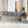 Ensemble de Canapés avec coussin 7 pcs Beige polyrotin 518530518530
