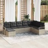Ensemble de Canapés avec coussin 7 pcs Gris clair polyrotin 518532518532