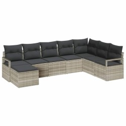 Ensemble de Canapés avec coussin 7 pcs Gris clair polyrotin 518532518532