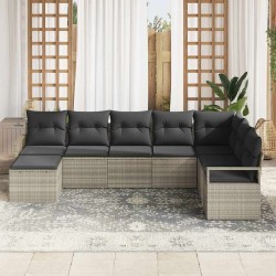 Ensemble de Canapés avec coussin 7 pcs Gris clair polyrotin 518532518532