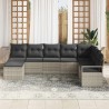 Ensemble de Canapés avec coussin 7 pcs Gris clair polyrotin 518532518532