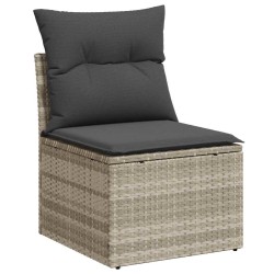 Ensemble de Canapés avec coussin 7 pcs Gris clair polyrotin 518532518532