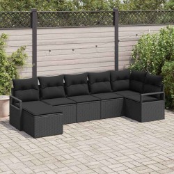 Ensemble de Canapés avec coussin 7 pcs Noir polyrotin 518533518533