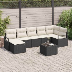 Ensemble de Canapés avec coussin 8 pcs Noir polyrotin 518534518534
