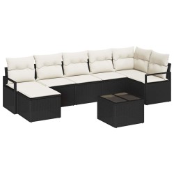 Ensemble de Canapés avec coussin 8 pcs Noir polyrotin 518534518534