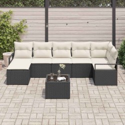 Ensemble de Canapés avec coussin 8 pcs Noir polyrotin 518534518534