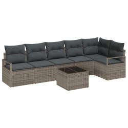 Ensemble de Canapés avec coussin 7 pcs Gris polyrotin 518539518539
