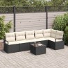 Ensemble de Canapés avec coussin 7 pcs Noir polyrotin 518541518541