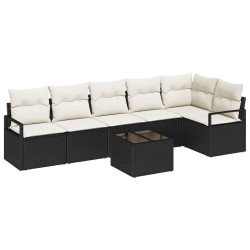 Ensemble de Canapés avec coussin 7 pcs Noir polyrotin 518541518541