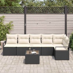 Ensemble de Canapés avec coussin 7 pcs Noir polyrotin 518541518541