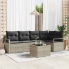 Ensemble de Canapés avec coussin 6 pcs Gris clair polyrotin 518548518548