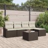 Ensemble de Canapés avec coussin 6 pcs Marron polyrotin 518550518550