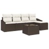 Ensemble de Canapés avec coussin 6 pcs Marron polyrotin 518550518550